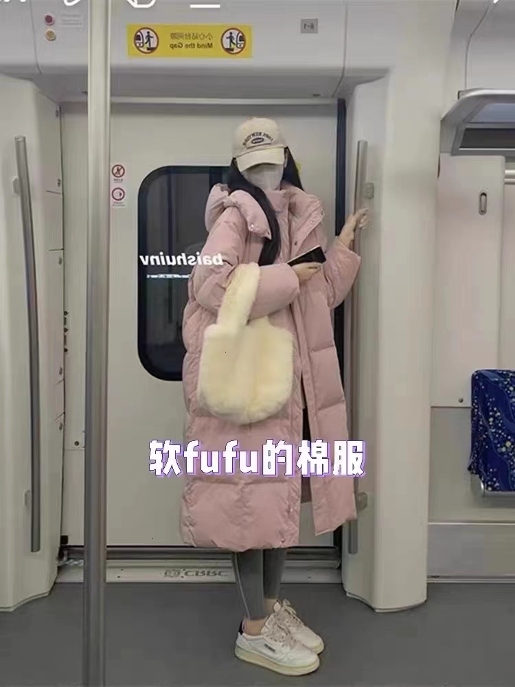 oversize bread coat, down cotton coat, women's winter coat, mid-length thick cotton coat, 2023 new trend