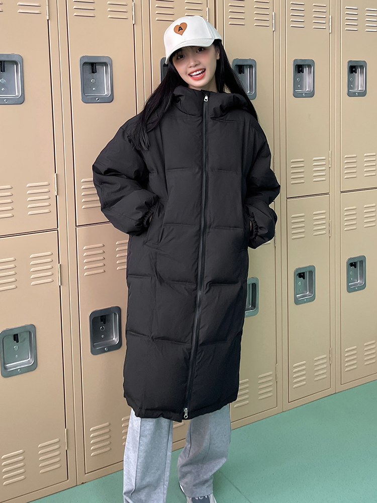 Real shot of ins down jacket for women 2023 new thick cotton jacket mid-length Korean style loose cotton jacket