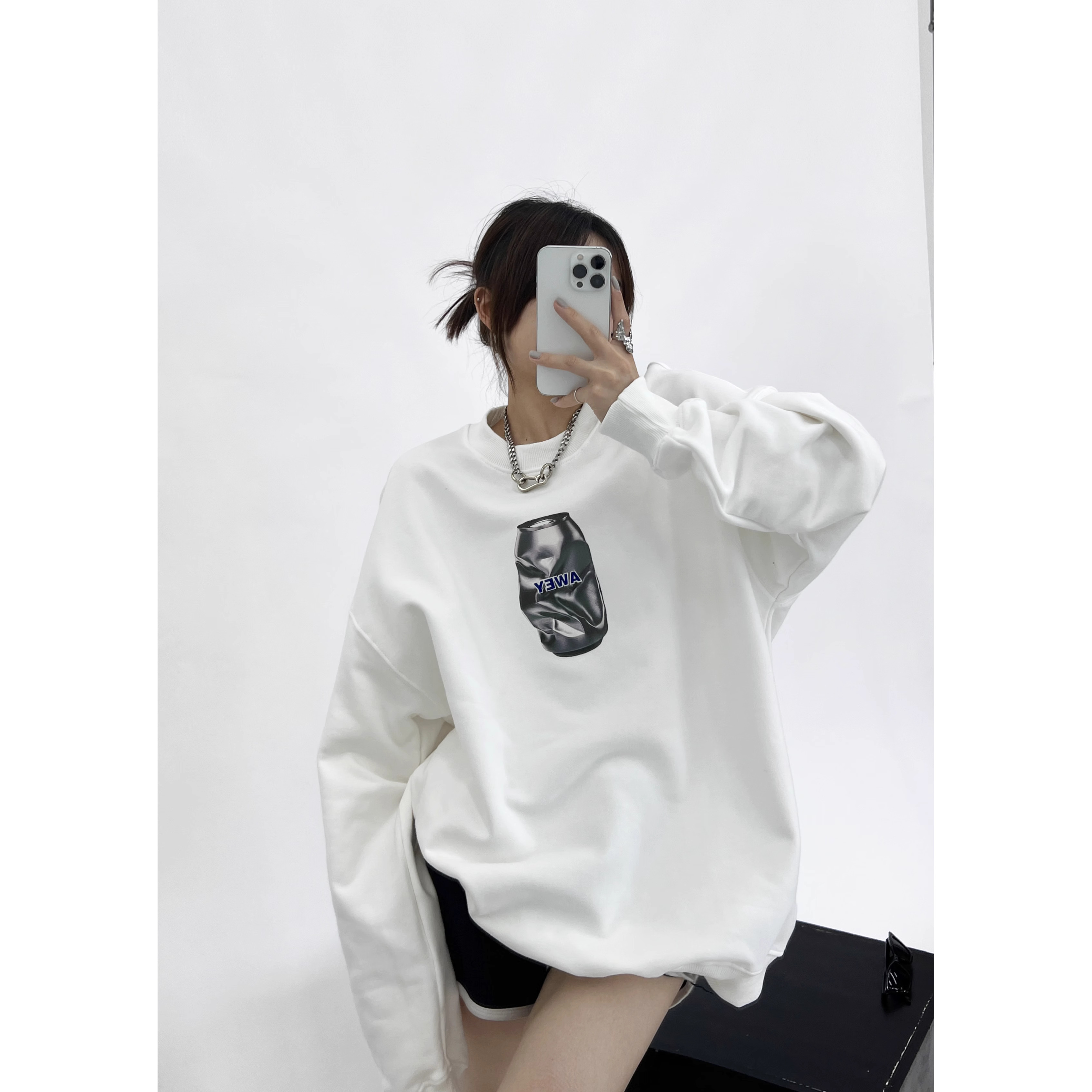 官圖 華棉複合薄款310克/加絨410克 秋冬裝衛衣女印花寬鬆大碼