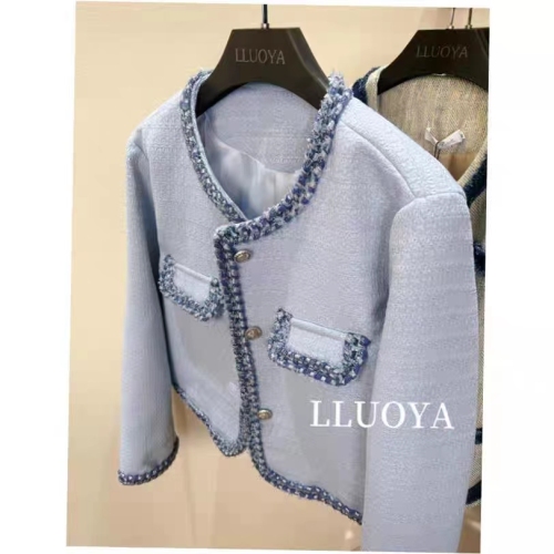 韩版时尚设计气质高级感洋气蓝色名媛长袖外套