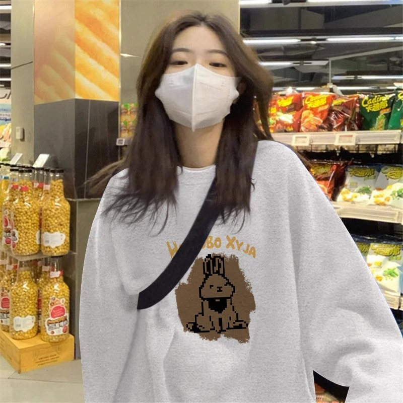 Anti-cotton Chinese cotton composite milk silk 300g/silver fox velvet 400g round neck sweatshirt for women