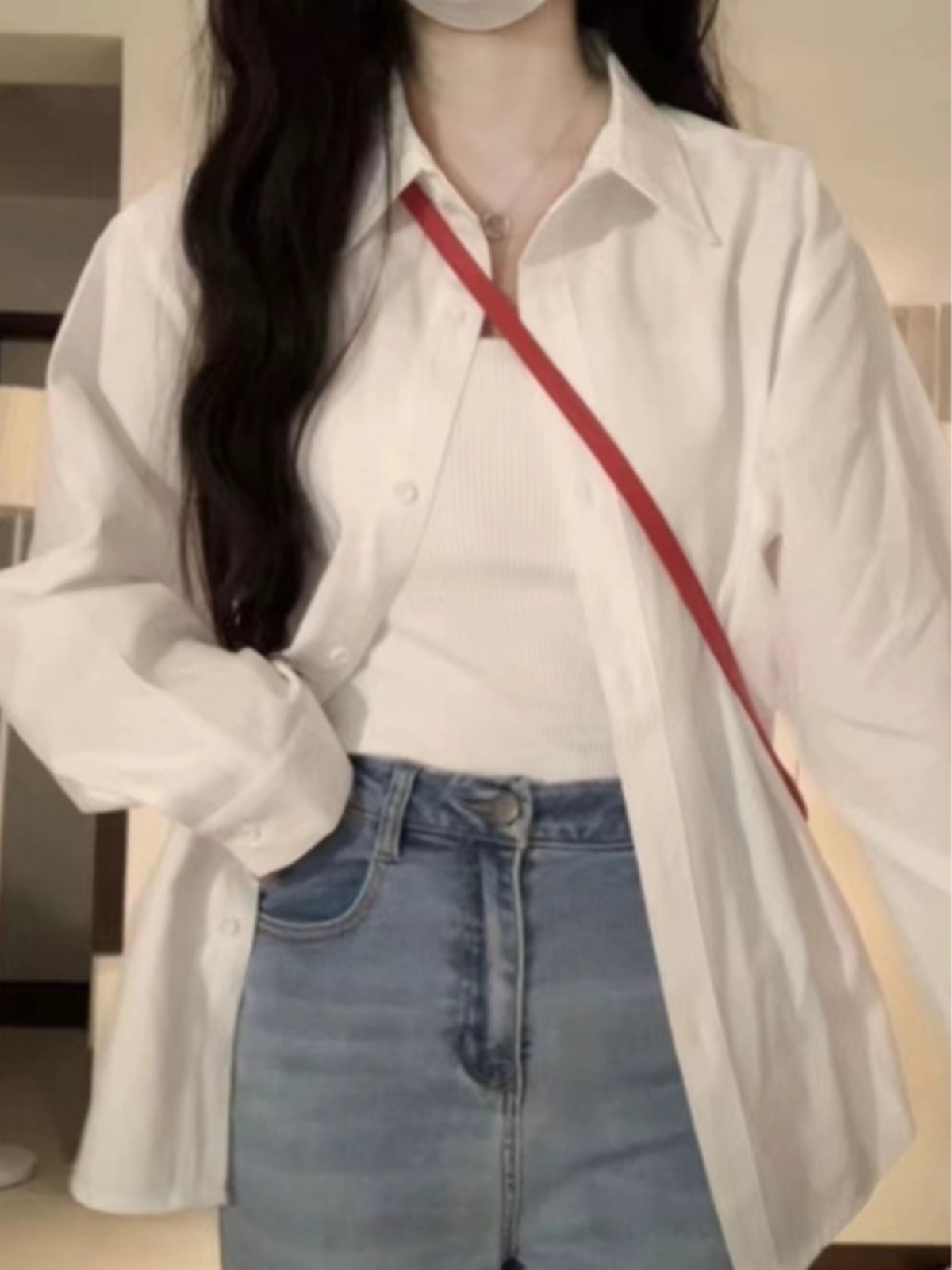 Lazy style ladylike white cotton long-sleeved shirt for women 2023 autumn and winter new style French niche shirt thin top