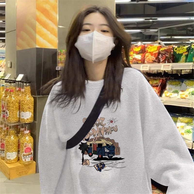 Anti-cotton Chinese cotton composite milk silk 300g/silver fox velvet 400g round neck sweatshirt for women