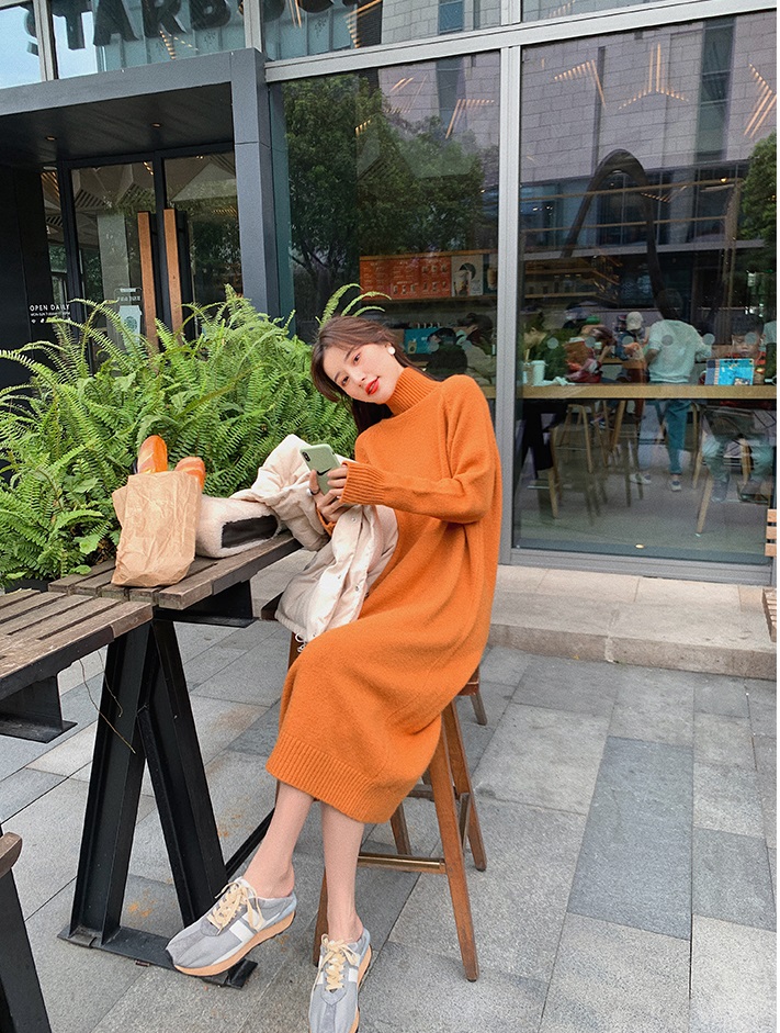 Long sweater coat for women 2023 autumn and winter new Korean style loose wool sweater over-the-knee sweater for women trendy outer wear