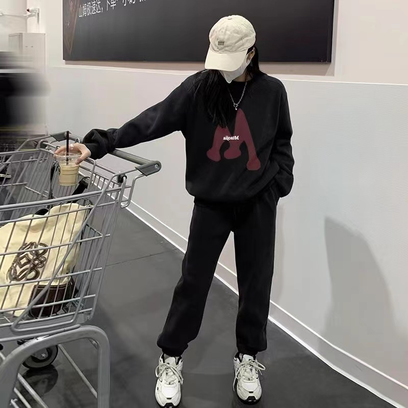 Suit women's high-end spring and autumn thin section 2023 new high-end sweatshirt casual long-sleeved two-piece set trend