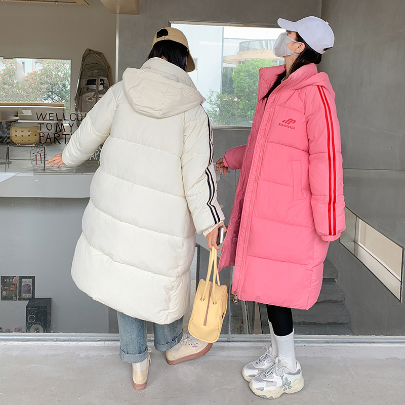 Real shot of down cotton coat women's mid-length 2023 winter new Korean style bf loose thickened cotton coat ins jacket