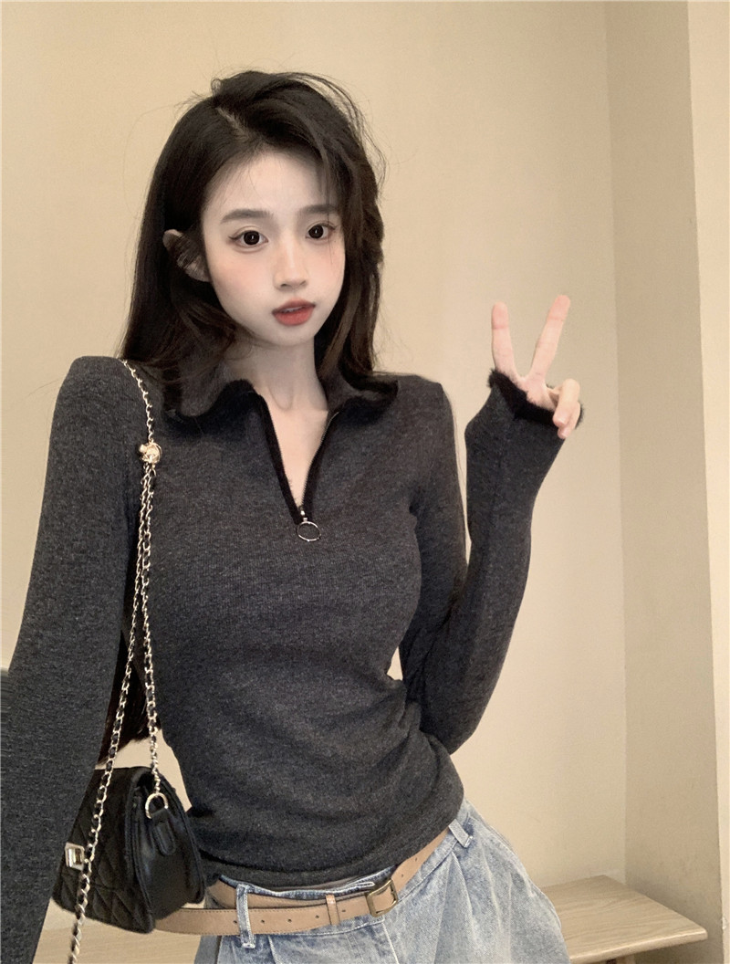 實拍~美辣女孩 舒服心機撞色毛毛織帶小衫女秋冬新款