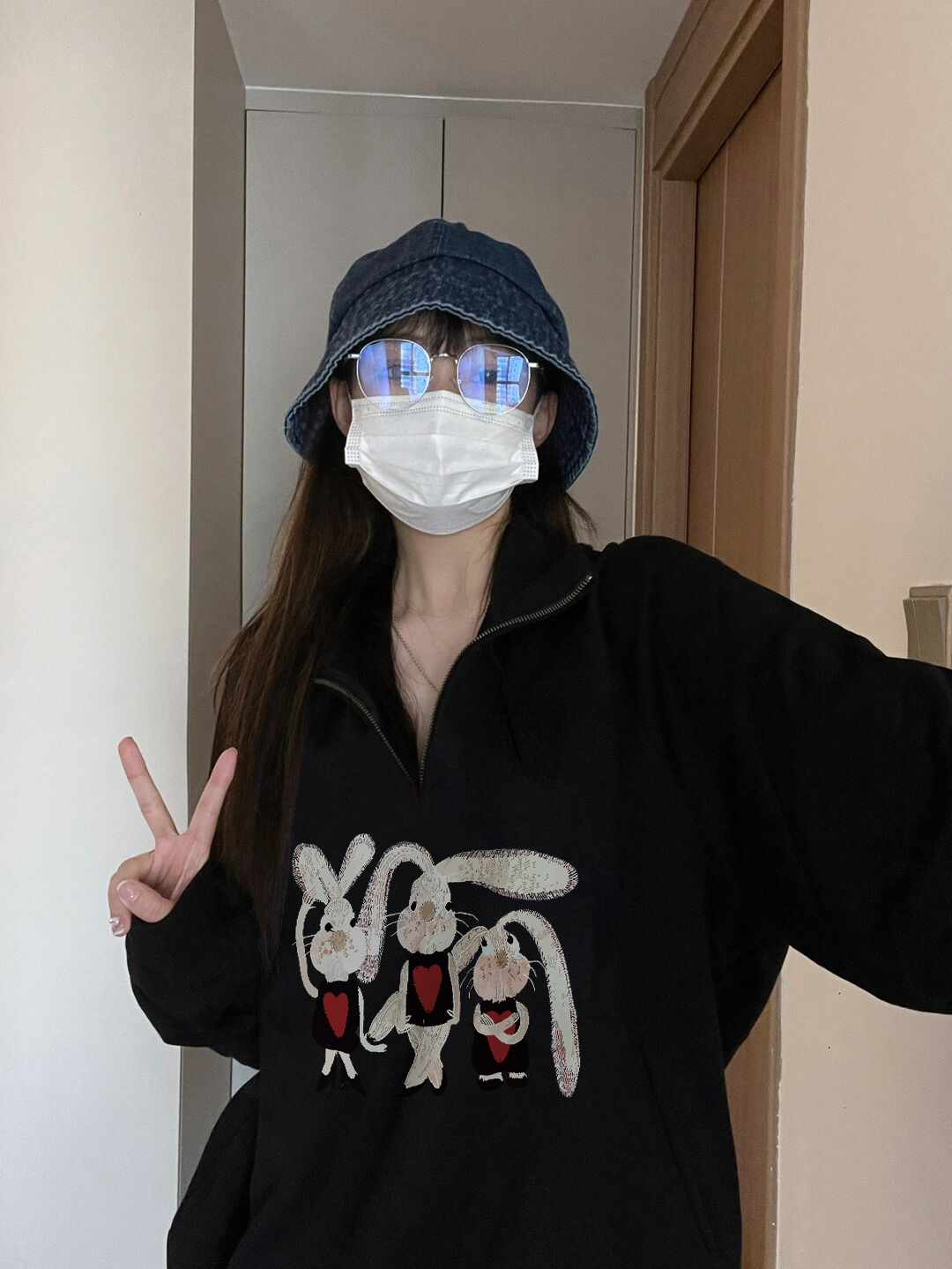 華棉複合牛奶絲310克銀狐絨400克Polo領半拉鏈衛衣女
