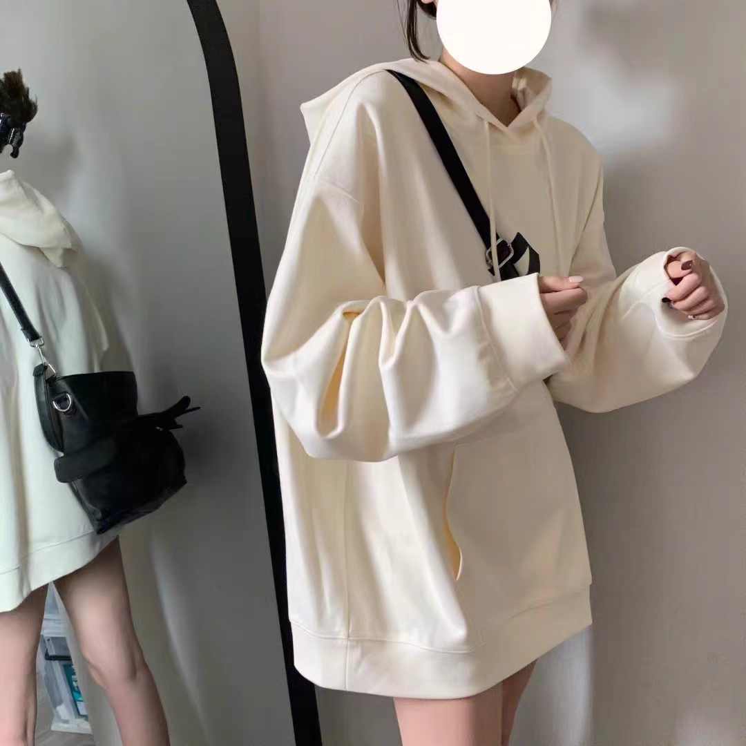 薄款華棉牛奶絲 加絨華棉銀狐絨 印花衛衣女連帽簡約高級感上衣