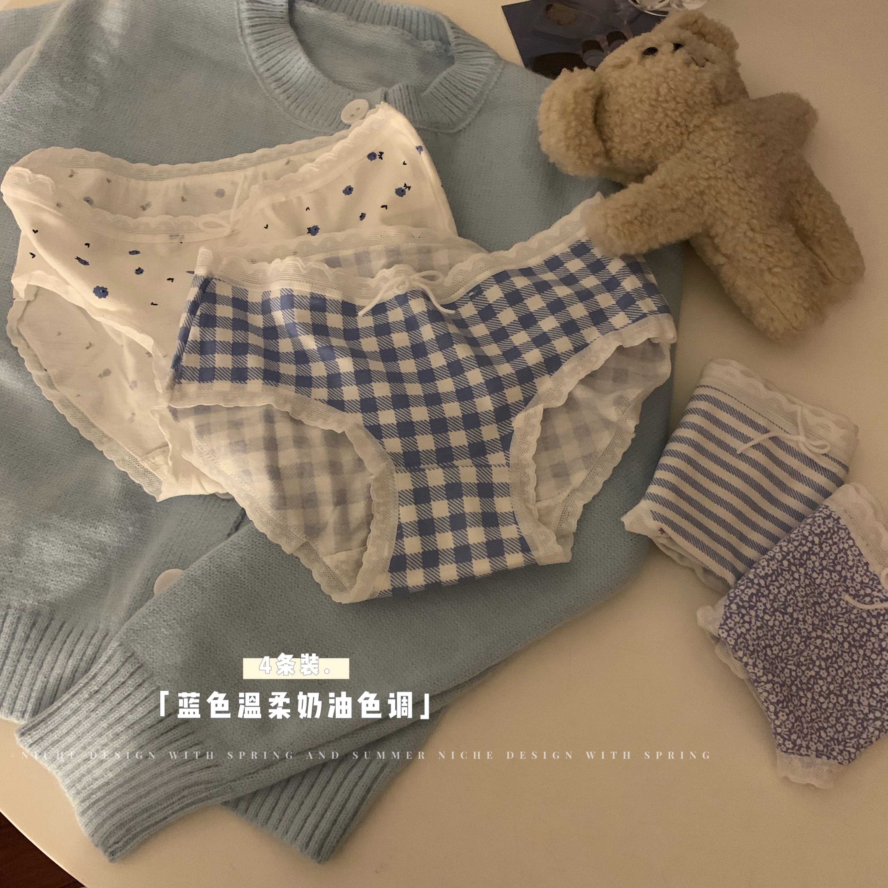 實拍內褲女純棉抗菌透氣少女中腰無痕三角底褲女士全棉生理褲