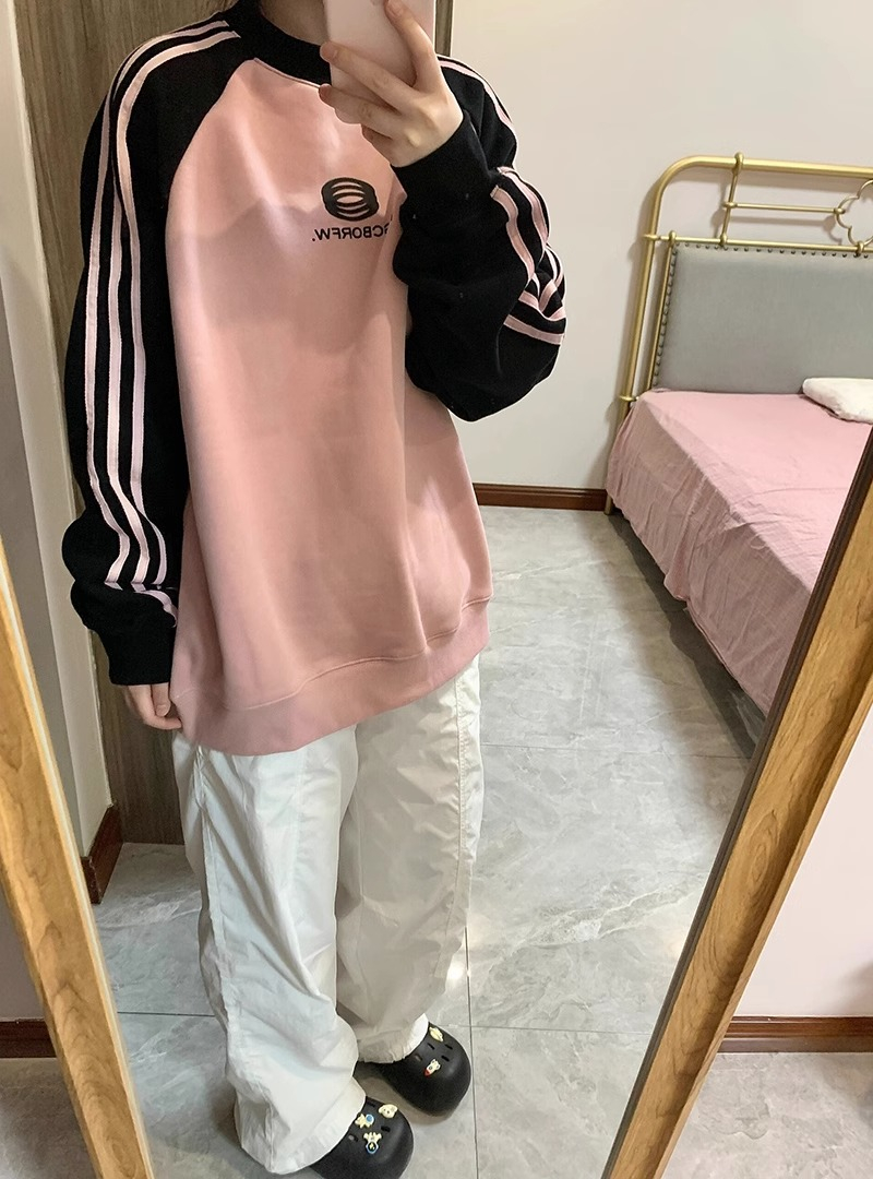 印花+拉條黑標華棉複合牛奶絲300克300斤特大碼衛衣女