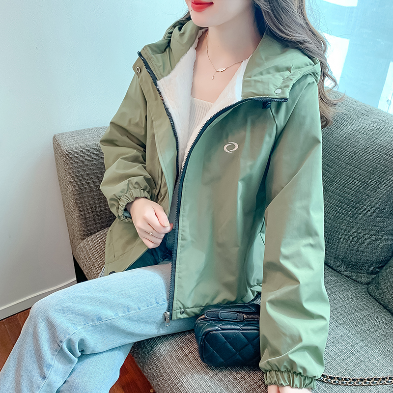 Real shot Jacket plus velvet jacket for women 2023 autumn and winter new style women's casual jacket baseball uniform top