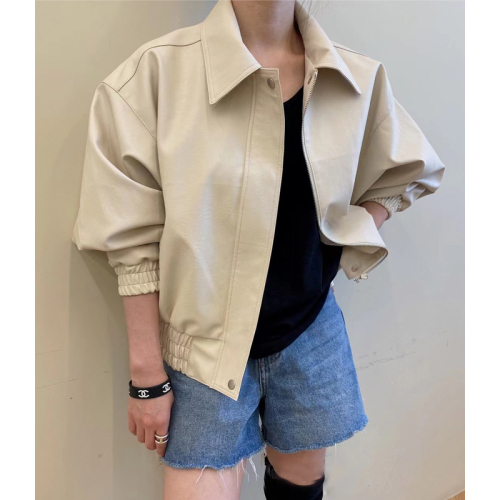 Dongdaemun, South Korea, coat, leather jacket, autumn and winter new solid color loose motorcycle jacket for women