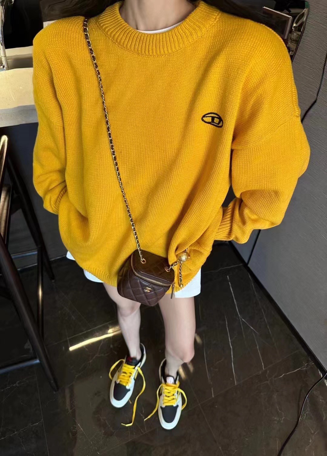 DMW Genuine 2023 Autumn New Trendy Brand Letter Embroidered Solid Color Loose Round Neck Versatile Long Sleeve Sweater for Women