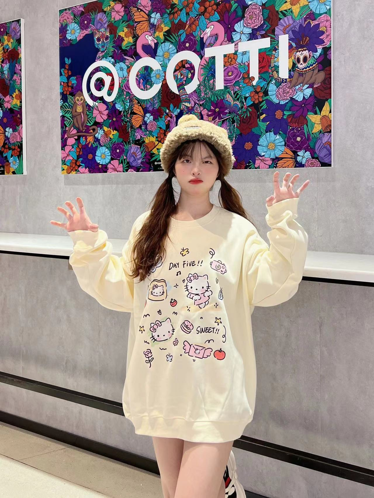 防棉華棉複合牛奶絲300克/銀狐絨400克圓領衛衣女