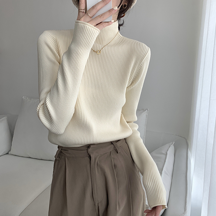 Half turtleneck thickened bottoming sweater for women autumn Korean version 2023 new slim slim long-sleeved bottoming shirt top