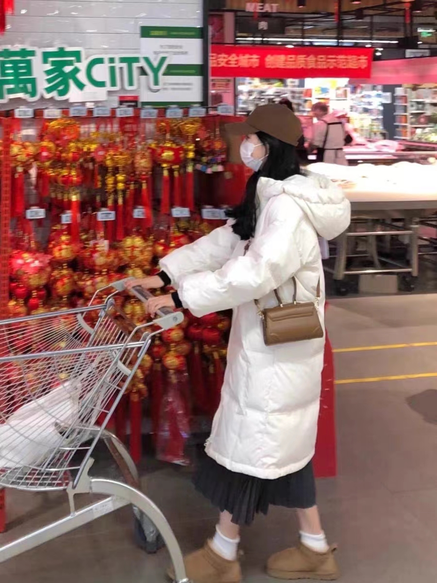 2023 new style down cotton oversize women's winter new Korean style thickened loose long cotton coat