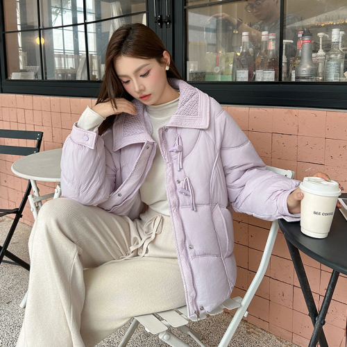 Korean style down-padded jacket for women short  new Korean style loose horn button cotton padded jacket