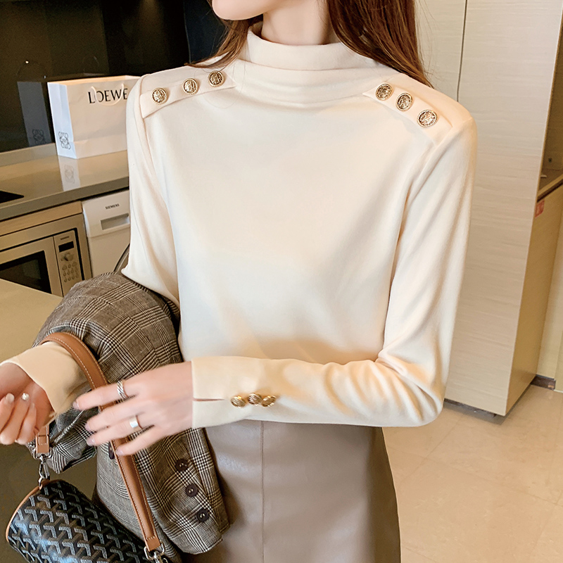 2023年新款半高領長袖T恤打底衫內搭外穿德絨黑科技女冬款