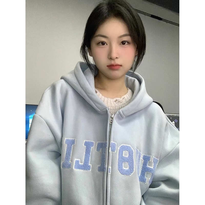 毛巾繡黑標食毛華棉複合牛奶絲+銀狐絨300斤特大碼外套女