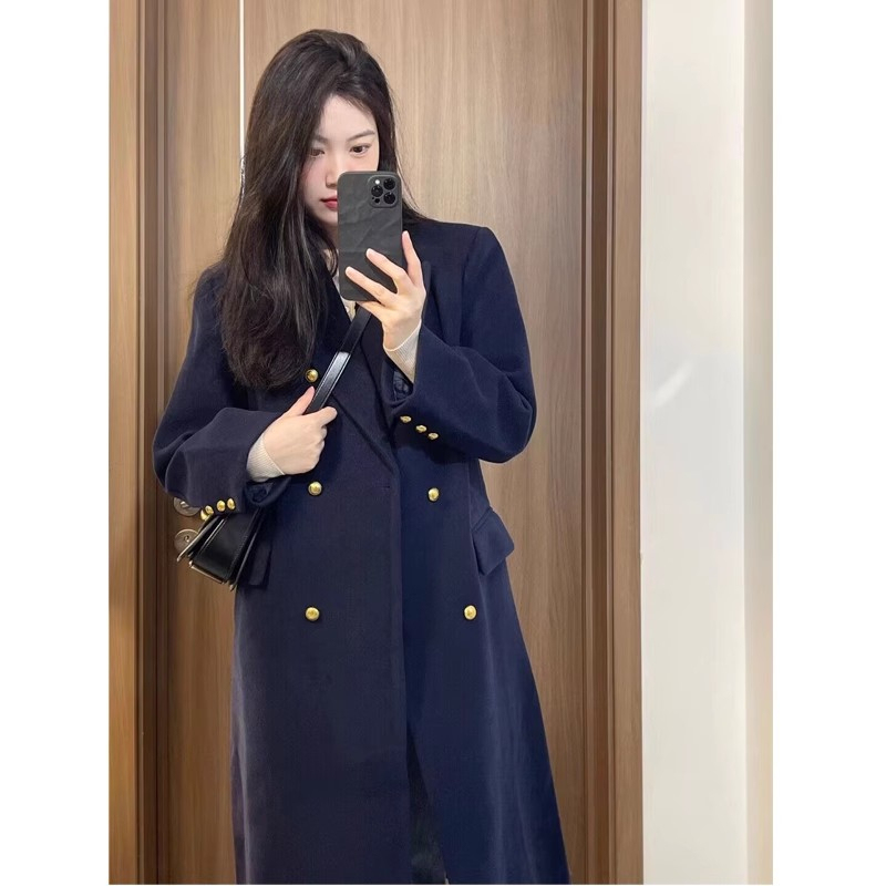 Woolen coat 2023 autumn and winter new style woolen coat women's thickened long style temperament Hepburn style Korean style high-end sense