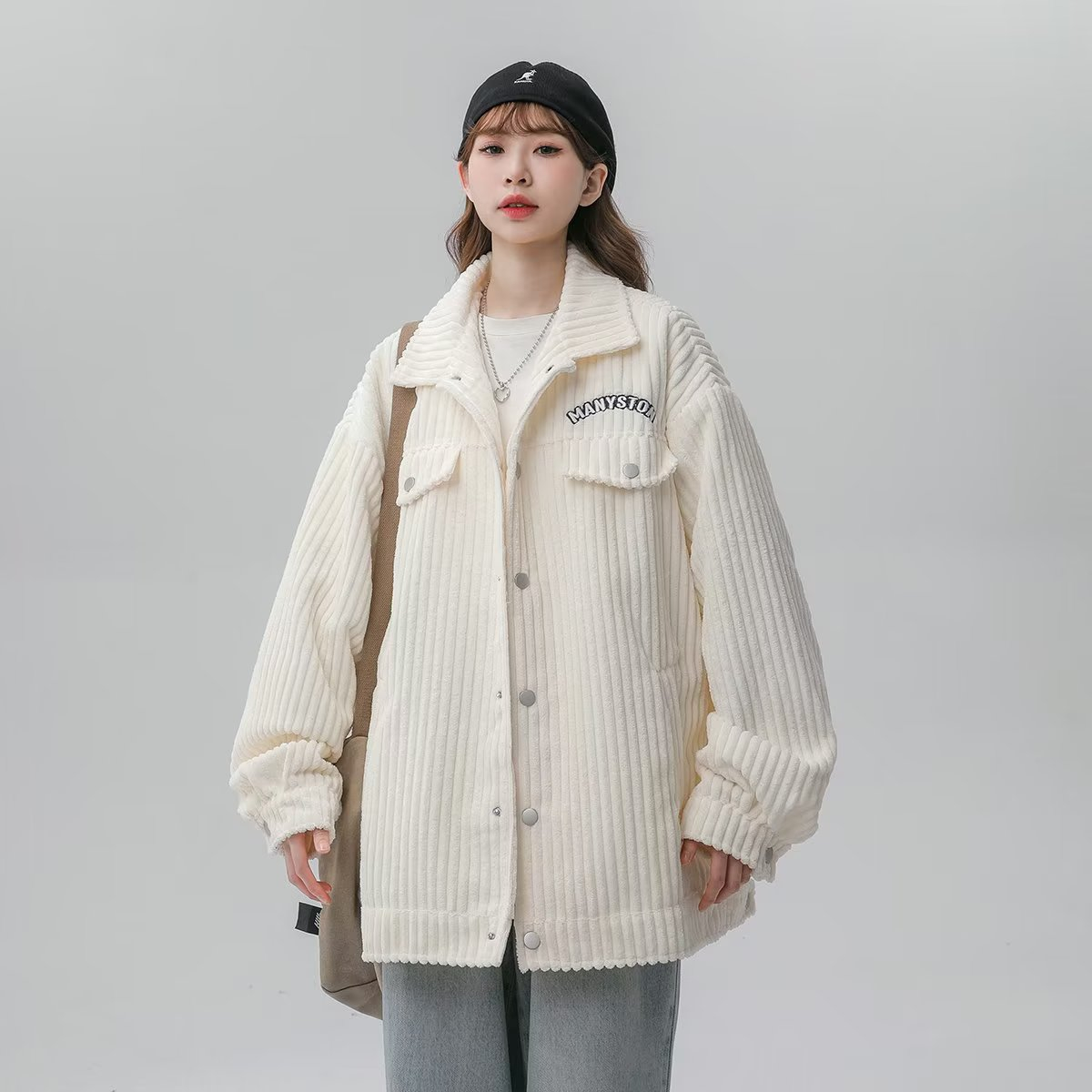 New autumn and winter women's corduroy jacket Japanese retro casual top trendy brand loose lapel work jacket