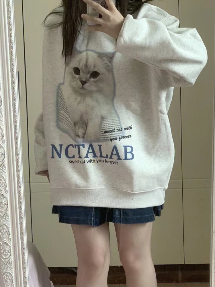 韓版新款 華棉複合薄款310克/加絨410克秋冬裝衛衣女印花寬鬆大碼