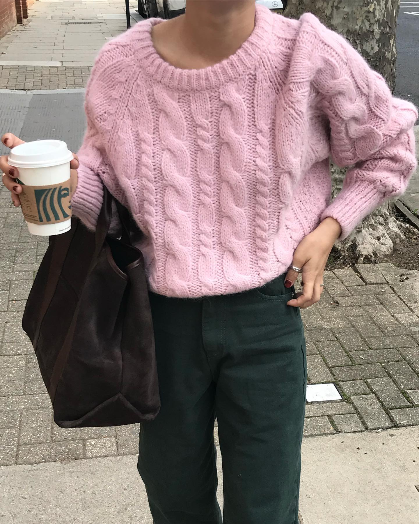 韓國INS博主款～復古慵懶風麻花圓領套頭長袖毛衣外套