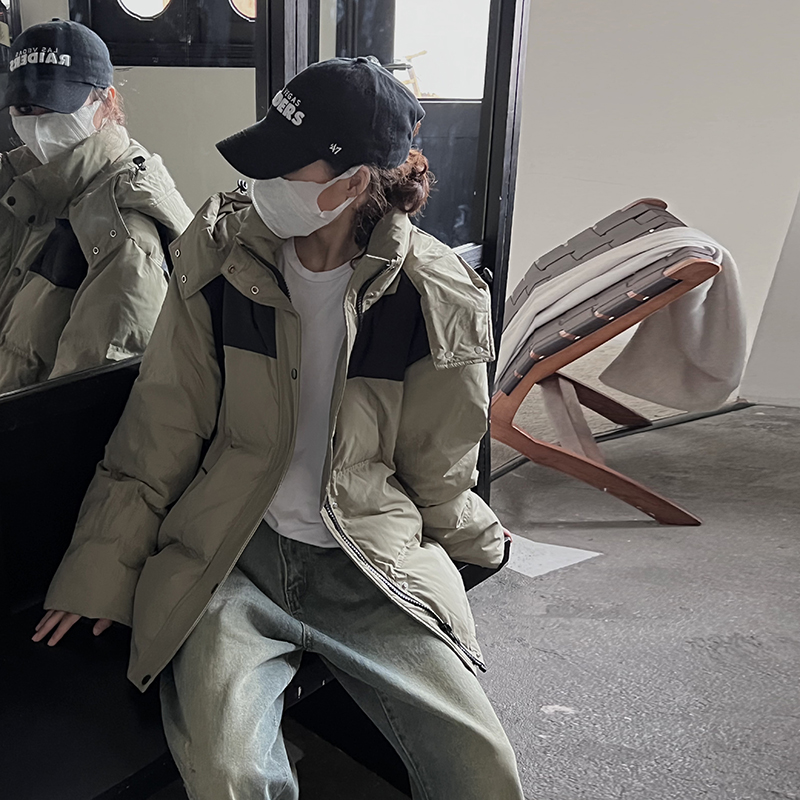 Actual shot of Korean version of new work clothes, women's new cotton jacket, loose thickened down cotton coat, oversize jacket