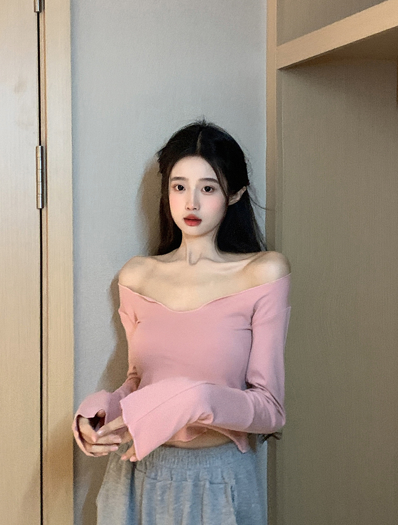 Actual shot ~ pure desire style simple solid color slim fit inner long-sleeved T-shirt early autumn