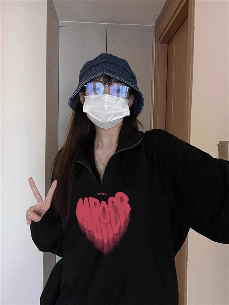 防棉華棉複合牛奶絲300克銀狐絨400克Polo領半拉鏈衛衣女