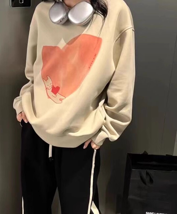 韓國新款華棉複合薄款310克/加絨410克 秋冬裝衛衣女印花寬鬆大碼