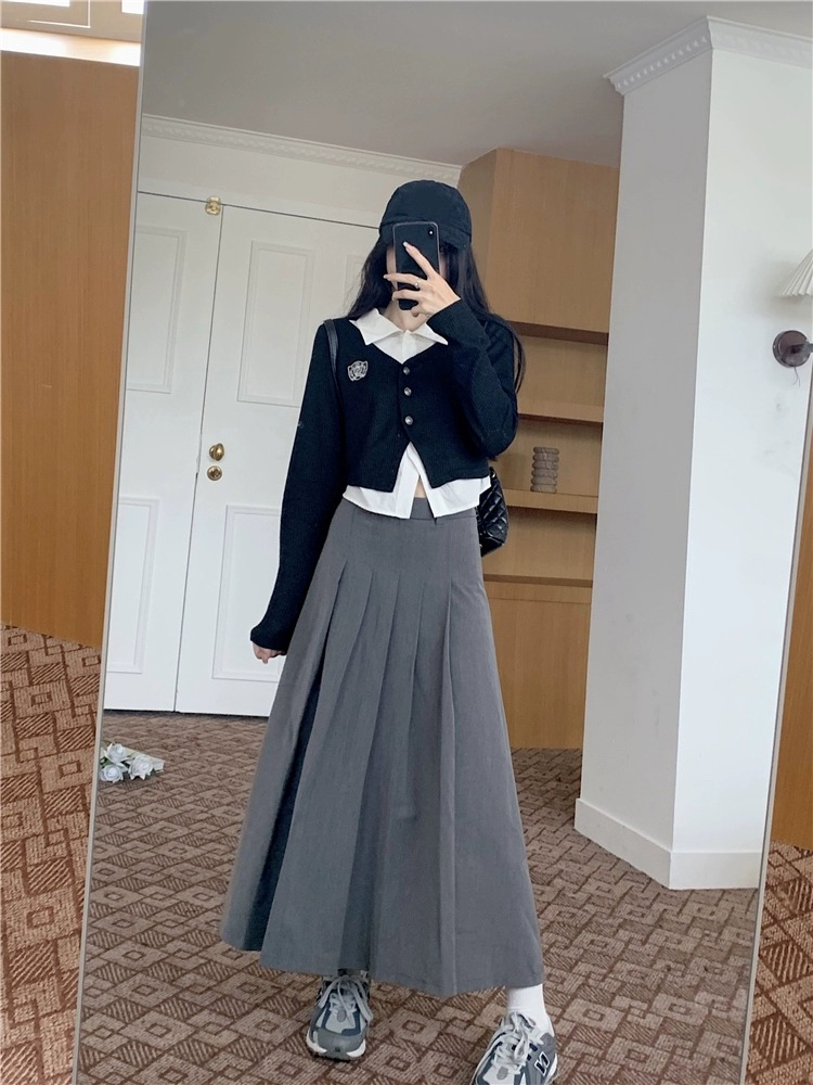少女凱拉~學院風套裝女裝假兩件針織衫上衣秋季