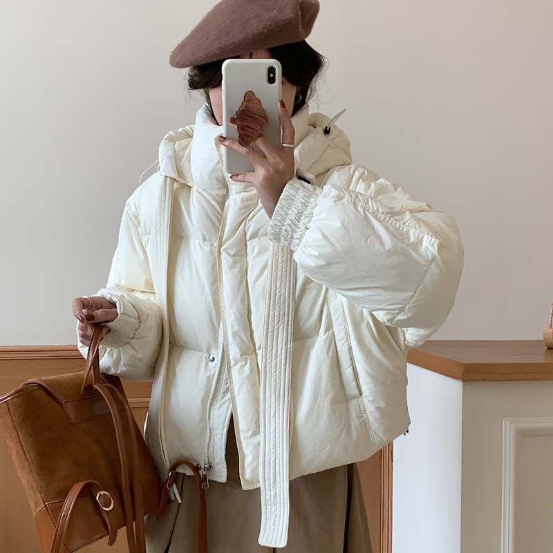 實拍網紅時尚棉服短款韓版棉服連帽加厚小個子韓版麵包服外套
