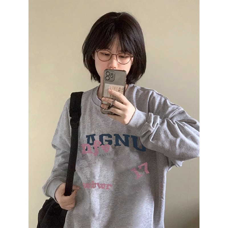 防棉華棉複合牛奶絲300克/銀狐絨400克圓領衛衣女