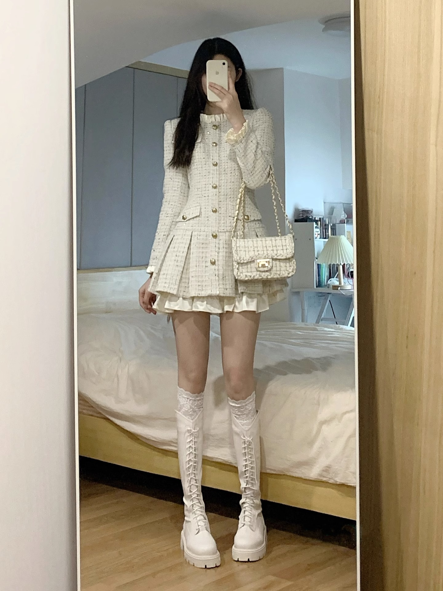 桔梗法式小香風連衣裙女早春季新款氣質茶里茶氣別致裙子