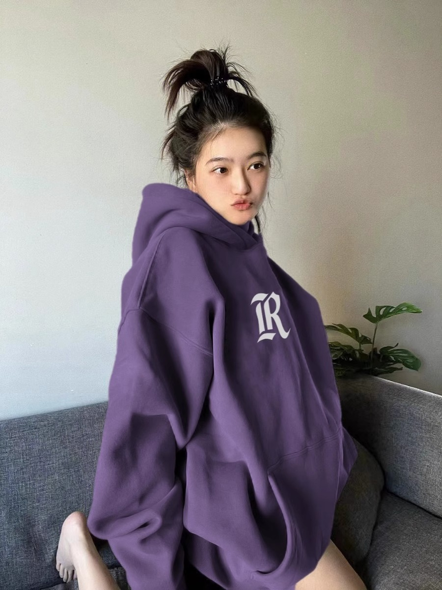 防棉華棉複合牛奶絲300克/銀狐絨400克連帽衛衣女