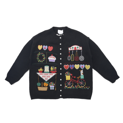 Heavy Industry Retro Embroidered Cardigan Sweater Women's Winter Soft Girl Round Neck Sweet Childish Knitted Sweater