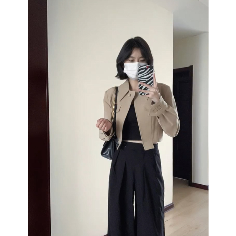 有里布氣質西裝外套女秋季設計感寬鬆短款上衣女
