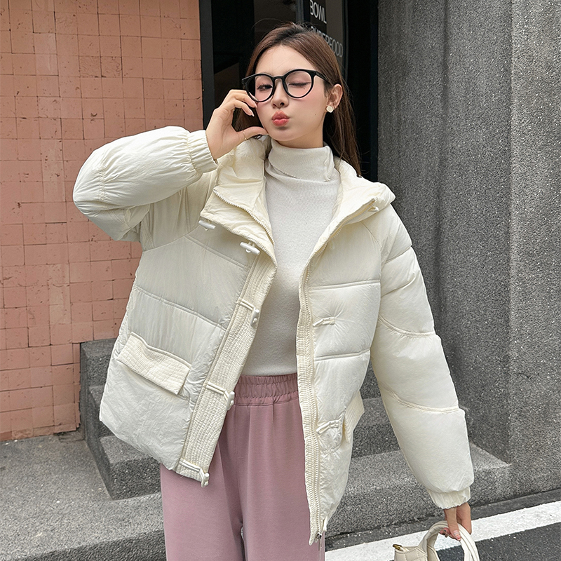Horn button down cotton coat oversize women's trendy winter new style student short cotton coat short small cotton jacket