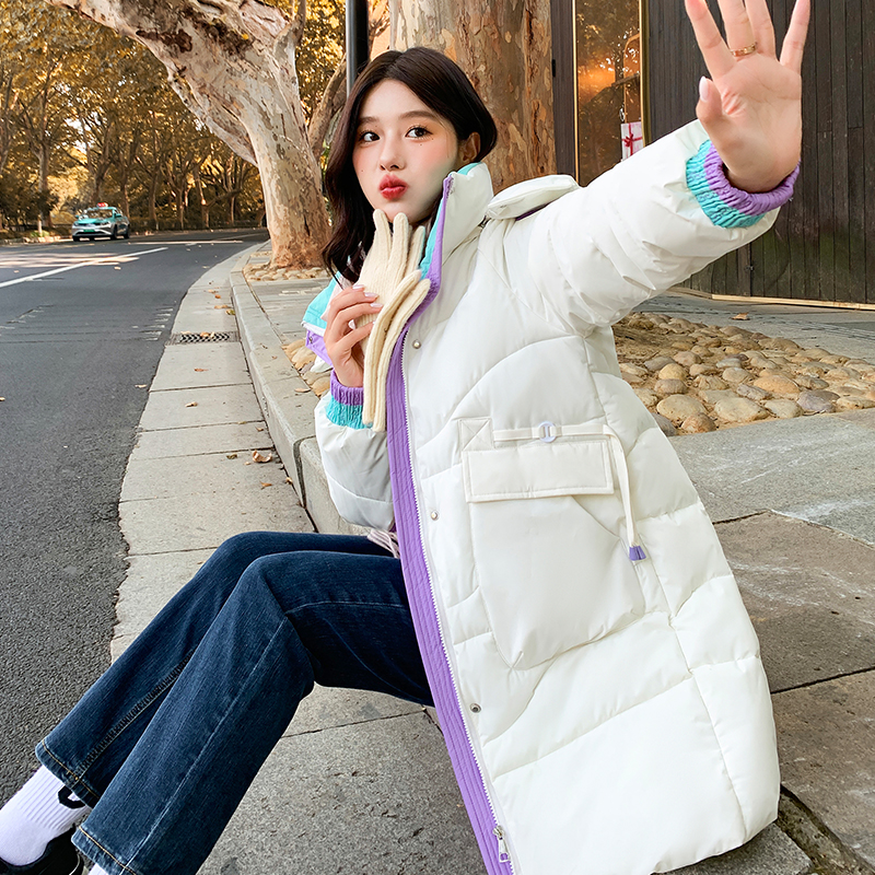 Real shot of down jacket women's mid-length 2023 winter new live hat Korean version bf loose ins jacket cotton jacket