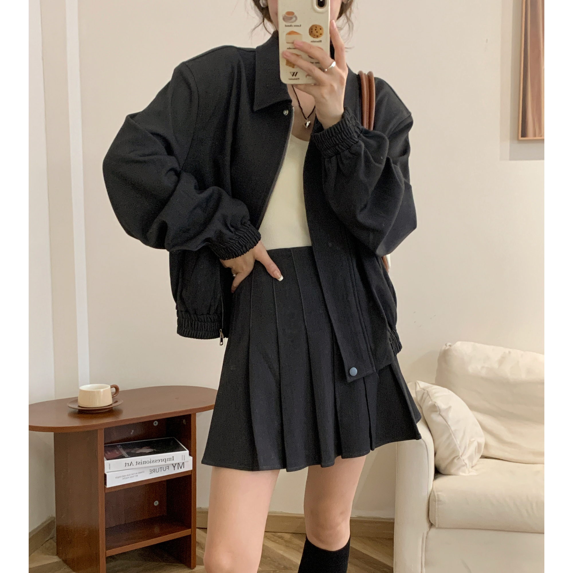 Actual photos, personal recommendations, super cool Korean girl pleated skirt vs retro jacket suit