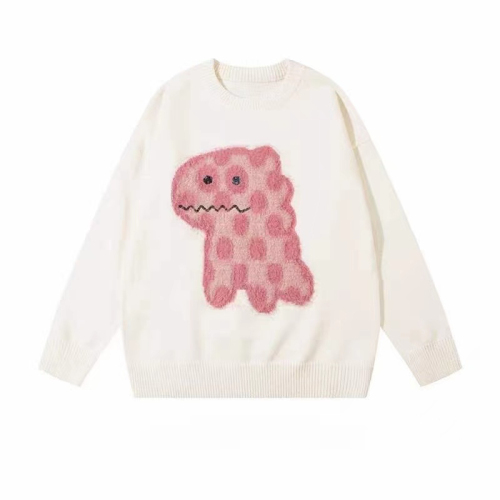 Cartoon Cute Bear  Autumn/Winter New Loose Matchmaking Couples Round Neck Long Sleeve Knit Top Sweater for Women