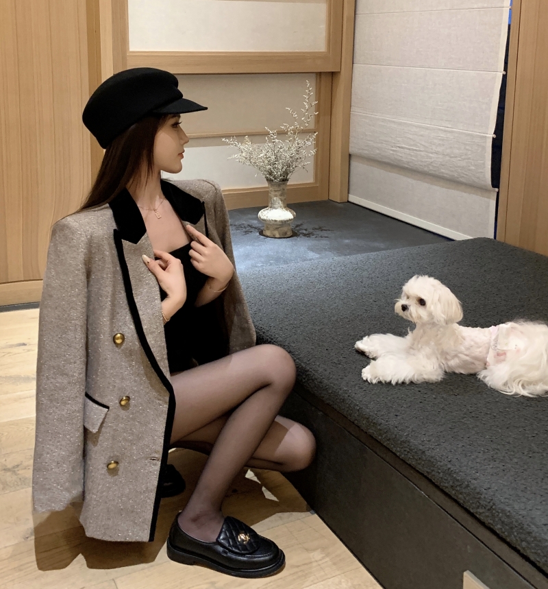 實拍 學院風西裝毛呢外套美拉德穿搭高級感氣質休閒寬鬆上衣