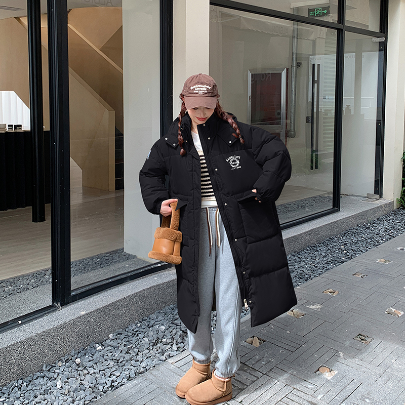 oversize stand collar new style down cotton coat women's long knee-length Korean version loose thickened bread coat cotton coat