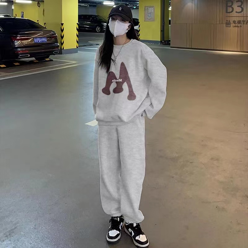 套裝女高級感春秋季薄款2023新款高端衛衣休閒長袖兩件套潮流
