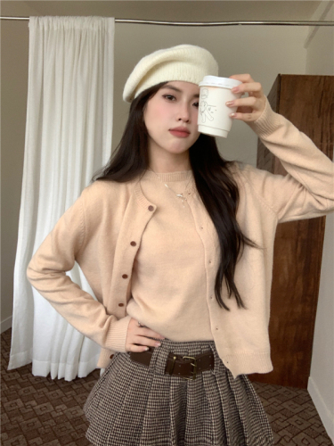 Actual shot of new style Korean style retro simple lazy versatile versatile style sweater short coat for women