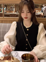 Original Quality English Trousers Fabric Chiffon Lining Zipper French Style Chanel Style Long Sleeve Black Dress for Women