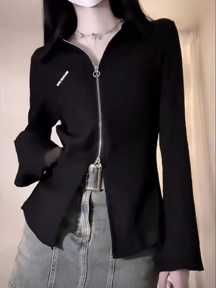 早秋新款韓版設計感小眾露肩修身顯瘦純欲風長袖T恤上衣女打底衫