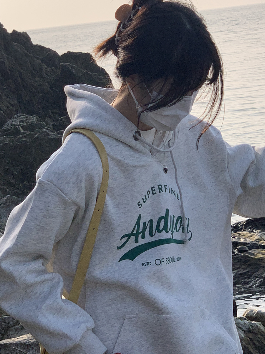 韓國新款時尚休閒 華棉複合薄款310克/加絨410克秋冬裝衛衣女印花